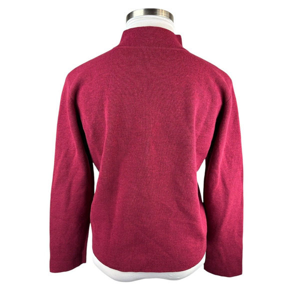 Eileen Fisher 100% Wool Full Zip Cardigan Sweater Jacket Red Burgundy Medium - Picture 6 of 13
